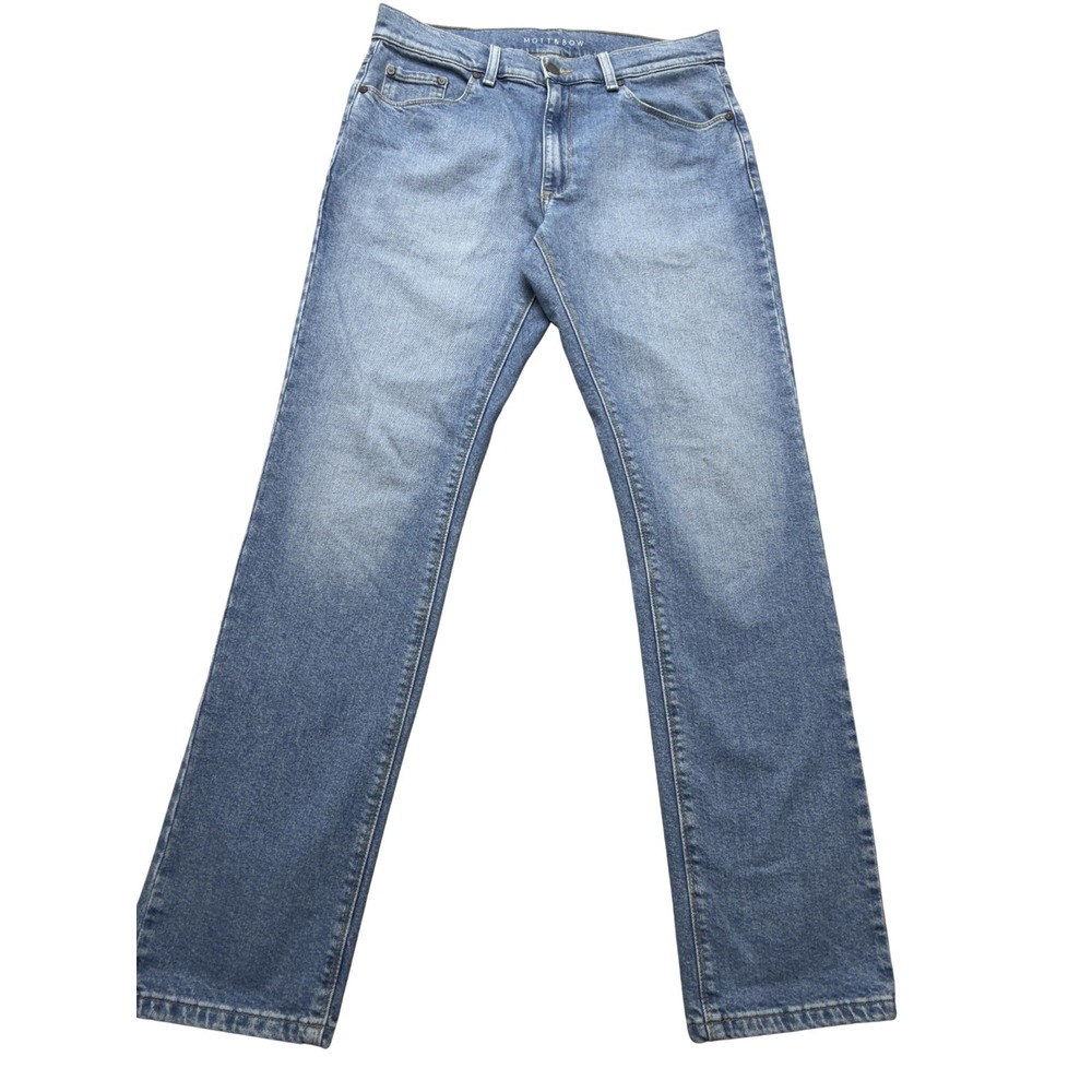 Mott & Bow Jeans Mens 32x32 Blue Slim Straight Stretch Denim Classic Medium Wash